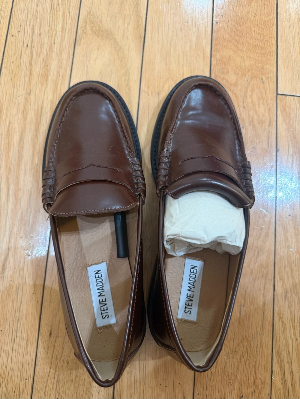 Steve Madden Brown Leather Penny Loafers